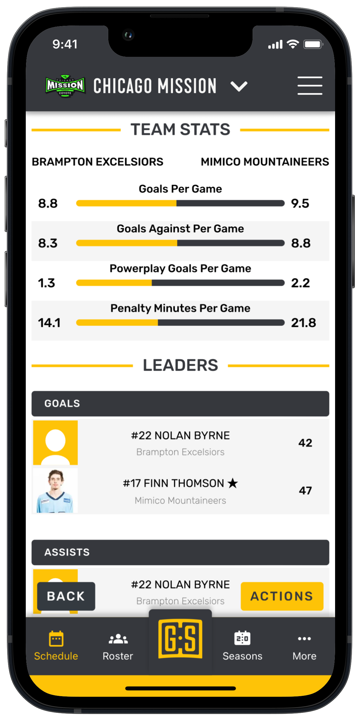 Teams App - Team and Player Stats