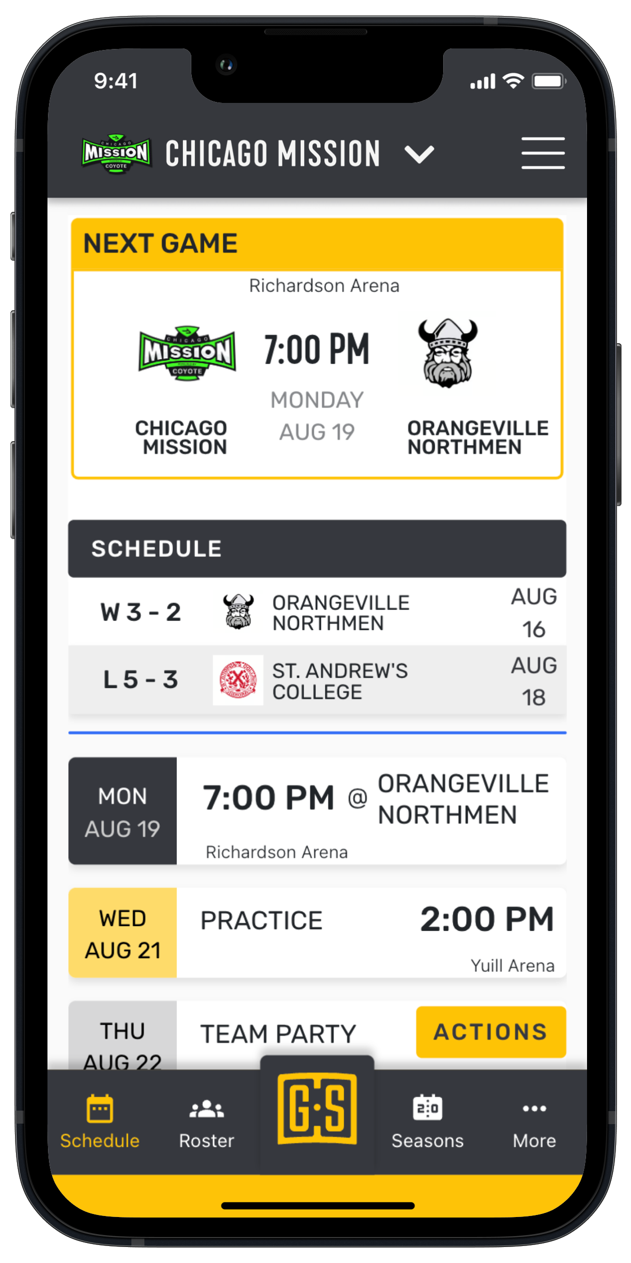 Teams App - Full Team Schedule